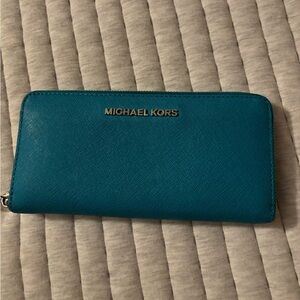Turquoise Michael Kors continental large wallet